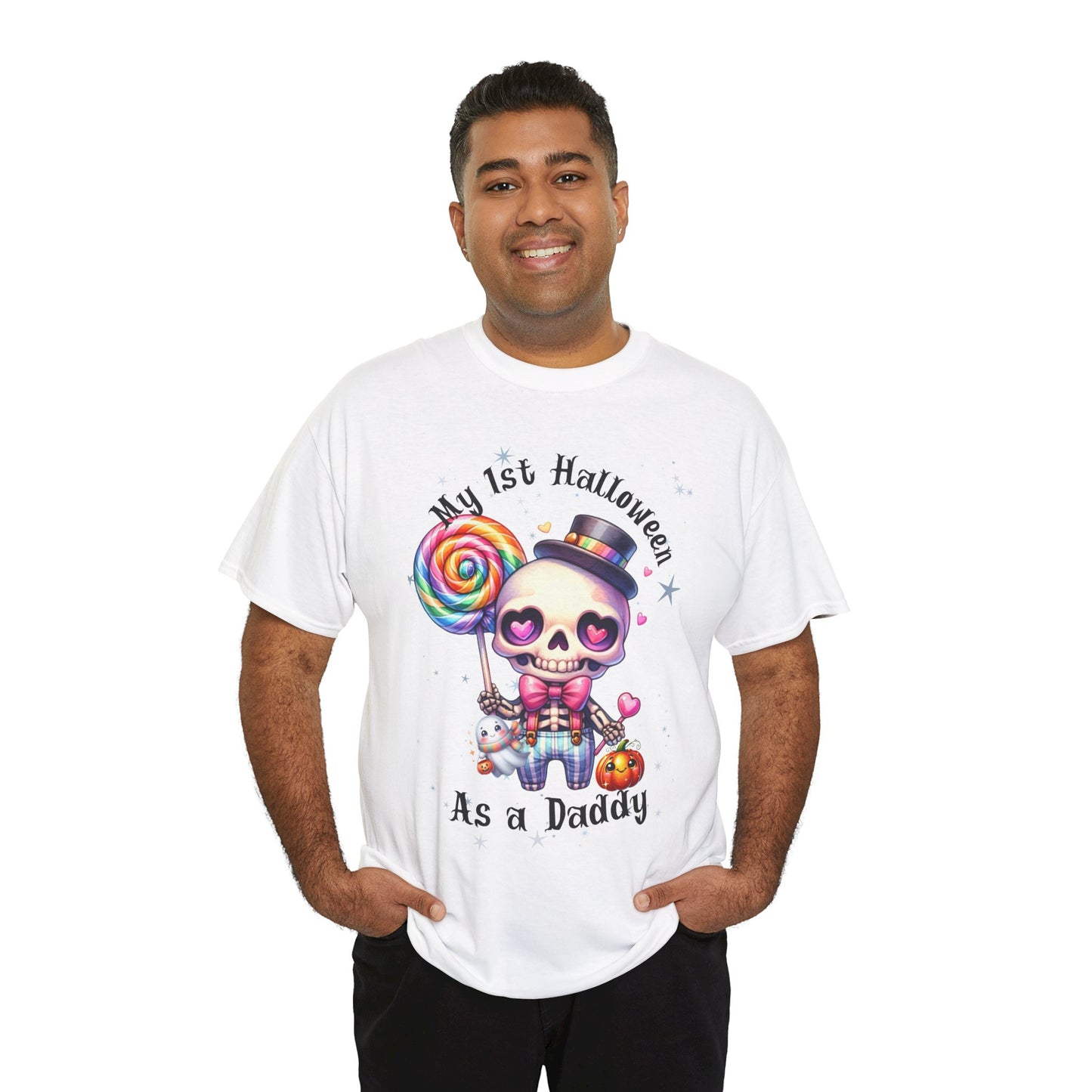 First Halloween Daddy Tee, Unisex Heavy Cotton Tee, Halloween Outfit, Baby's First Halloween, Fun Daddy Gift, Skeleton Shirt