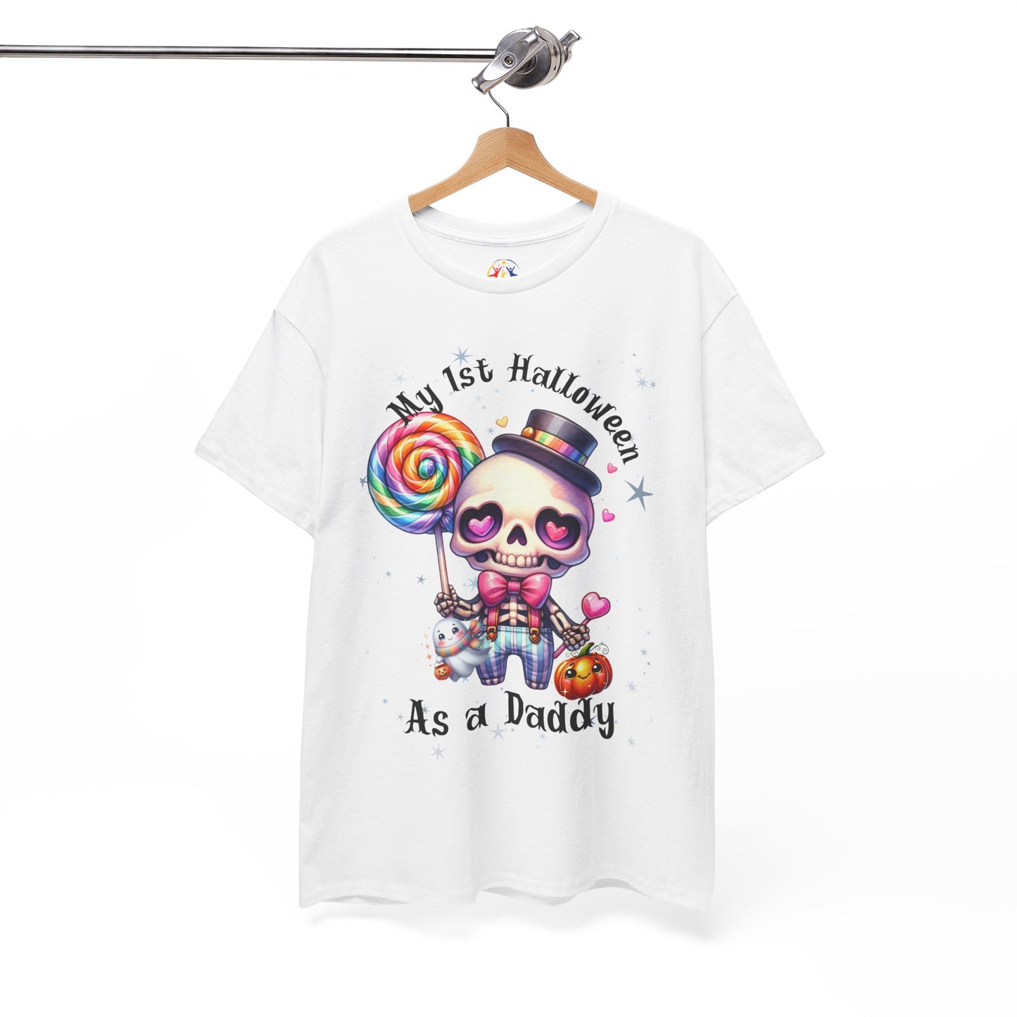 First Halloween Daddy Tee, Unisex Heavy Cotton Tee, Halloween Outfit, Baby's First Halloween, Fun Daddy Gift, Skeleton Shirt