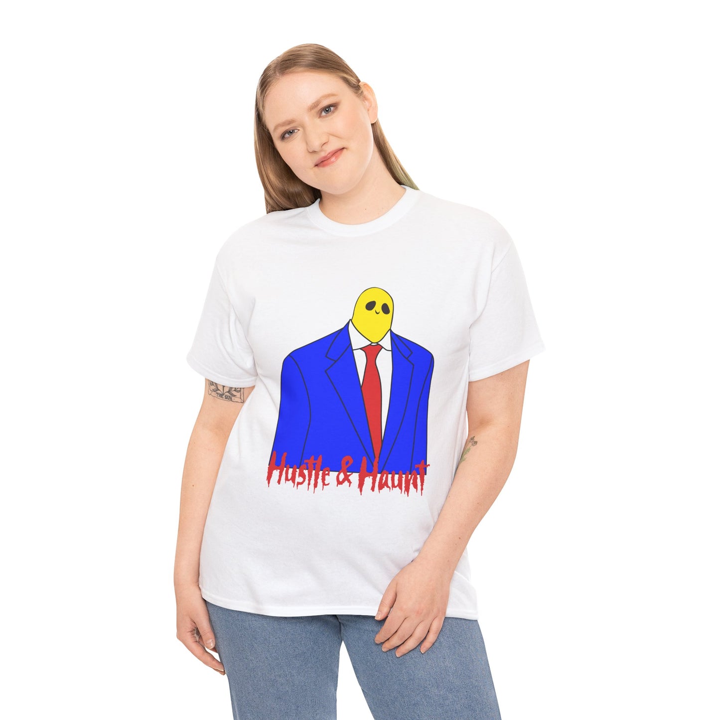 Hustle & Haunt Unisex Heavy Cotton Tee | Funny Graphic Tee, Motivational T-Shirt, Casual Wear, Gift for Entrepreneurs, Quirky Fashion