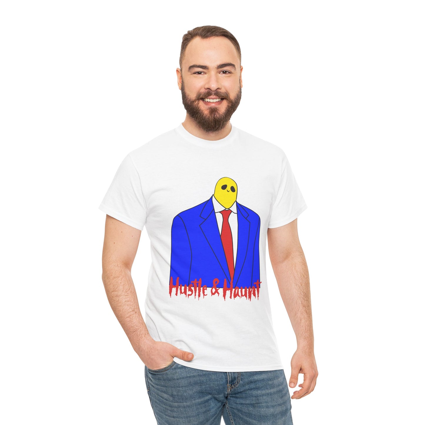 Hustle & Haunt Unisex Heavy Cotton Tee | Funny Graphic Tee, Motivational T-Shirt, Casual Wear, Gift for Entrepreneurs, Quirky Fashion