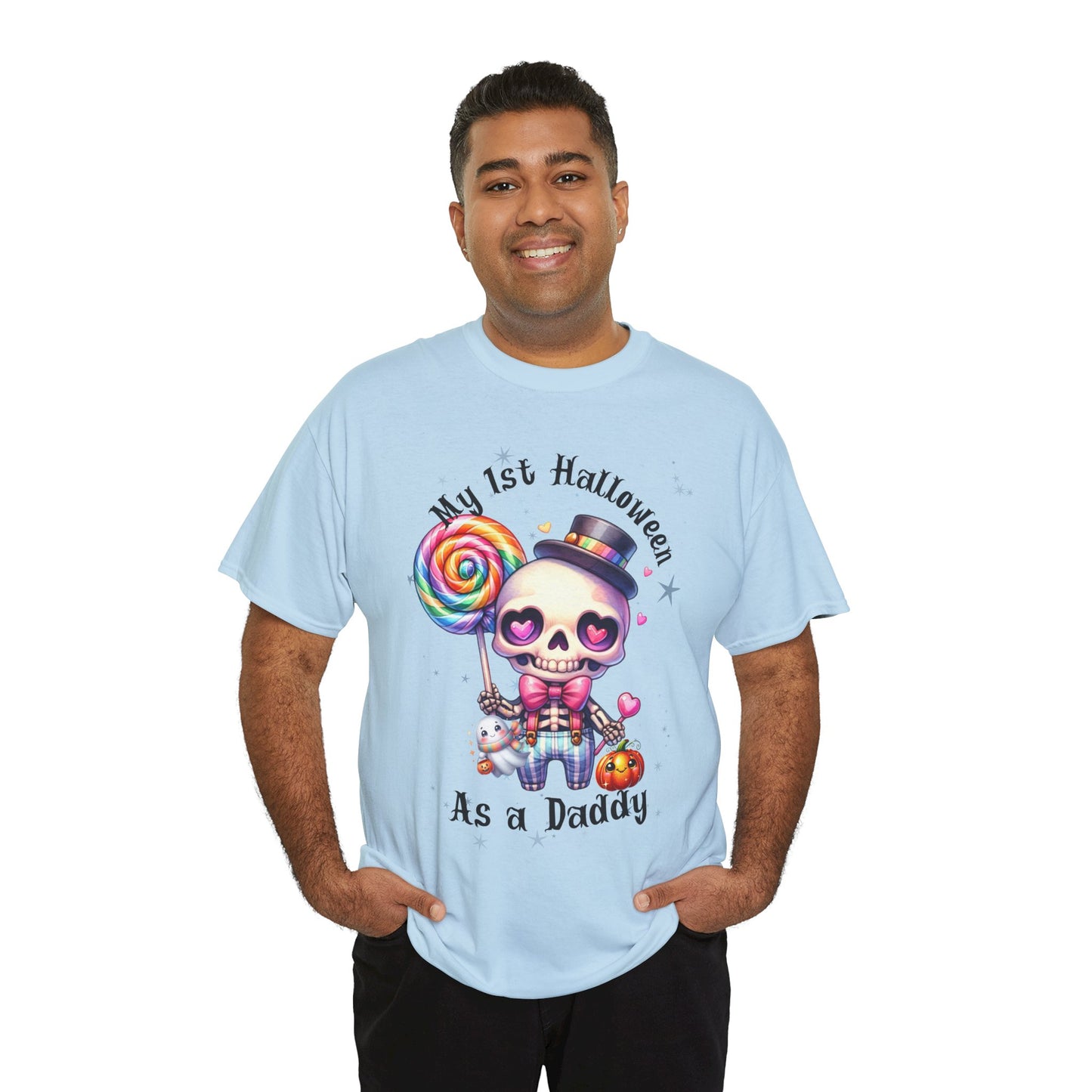First Halloween Daddy Tee, Unisex Heavy Cotton Tee, Halloween Outfit, Baby's First Halloween, Fun Daddy Gift, Skeleton Shirt