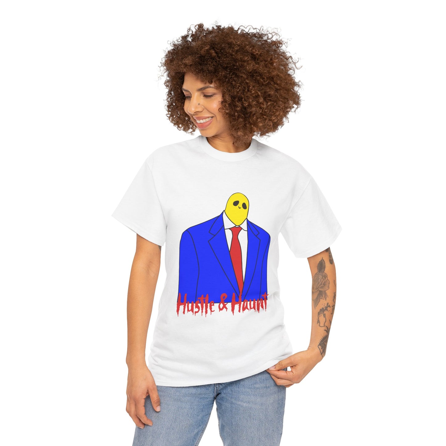 Hustle & Haunt Unisex Heavy Cotton Tee | Funny Graphic Tee, Motivational T-Shirt, Casual Wear, Gift for Entrepreneurs, Quirky Fashion