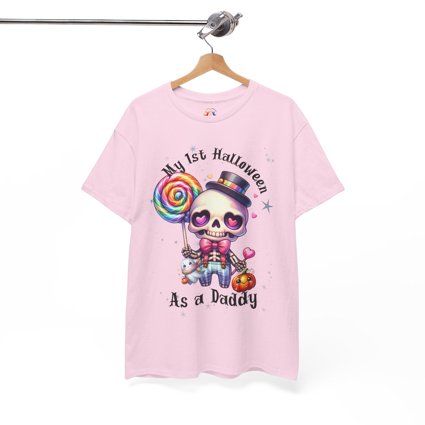 First Halloween Daddy Tee, Unisex Heavy Cotton Tee, Halloween Outfit, Baby's First Halloween, Fun Daddy Gift, Skeleton Shirt