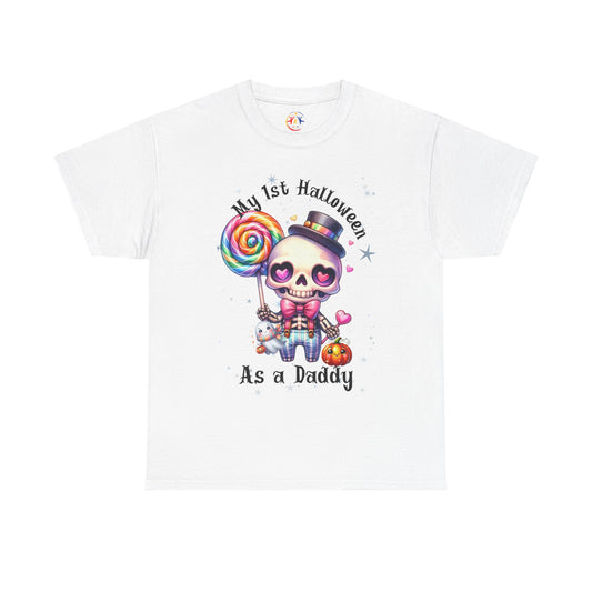 First Halloween Daddy Tee, Unisex Heavy Cotton Tee, Halloween Outfit, Baby's First Halloween, Fun Daddy Gift, Skeleton Shirt