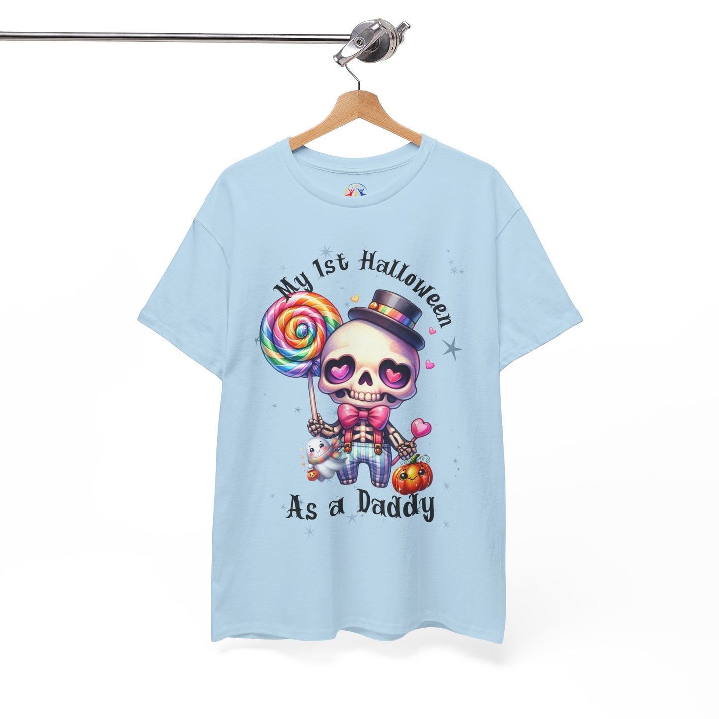 First Halloween Daddy Tee, Unisex Heavy Cotton Tee, Halloween Outfit, Baby's First Halloween, Fun Daddy Gift, Skeleton Shirt