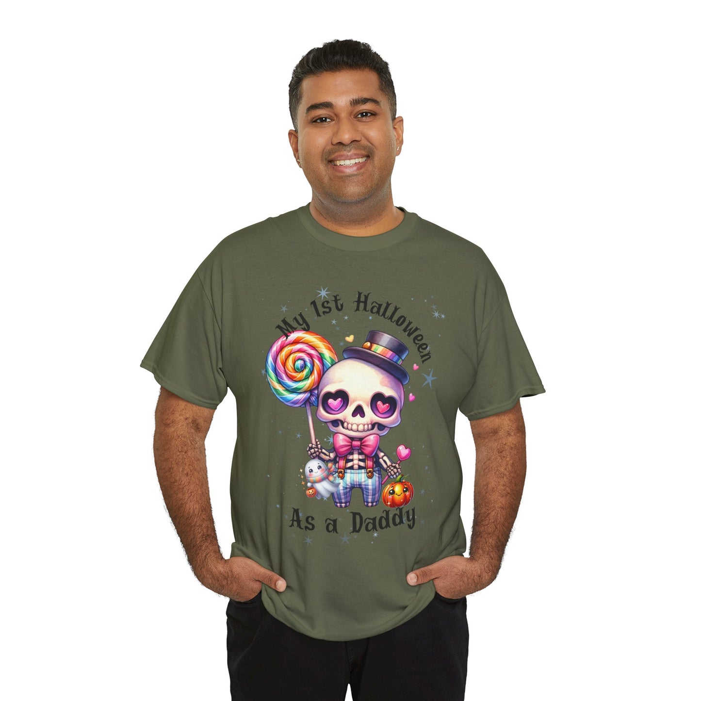 First Halloween Daddy Tee, Unisex Heavy Cotton Tee, Halloween Outfit, Baby's First Halloween, Fun Daddy Gift, Skeleton Shirt
