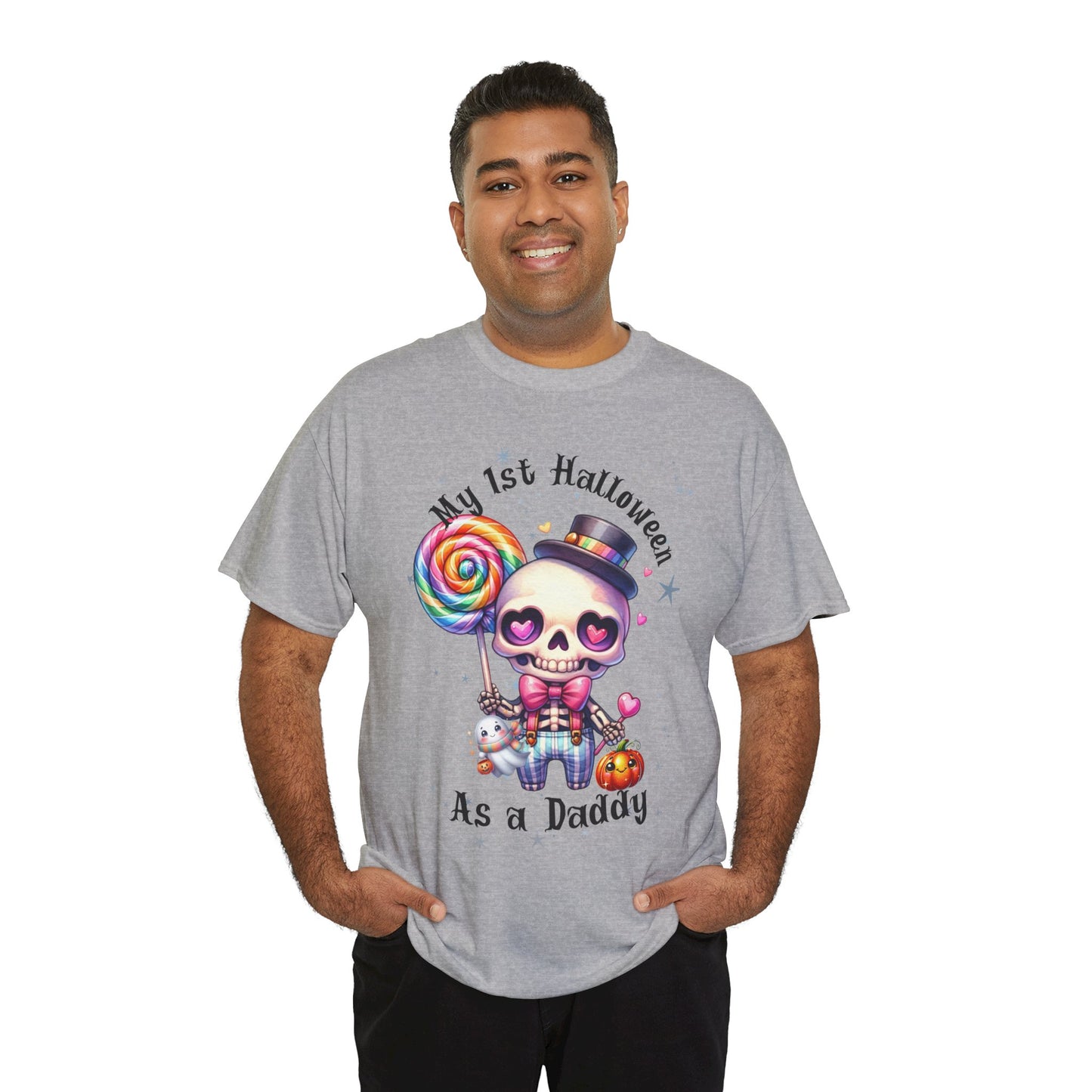 First Halloween Daddy Tee, Unisex Heavy Cotton Tee, Halloween Outfit, Baby's First Halloween, Fun Daddy Gift, Skeleton Shirt