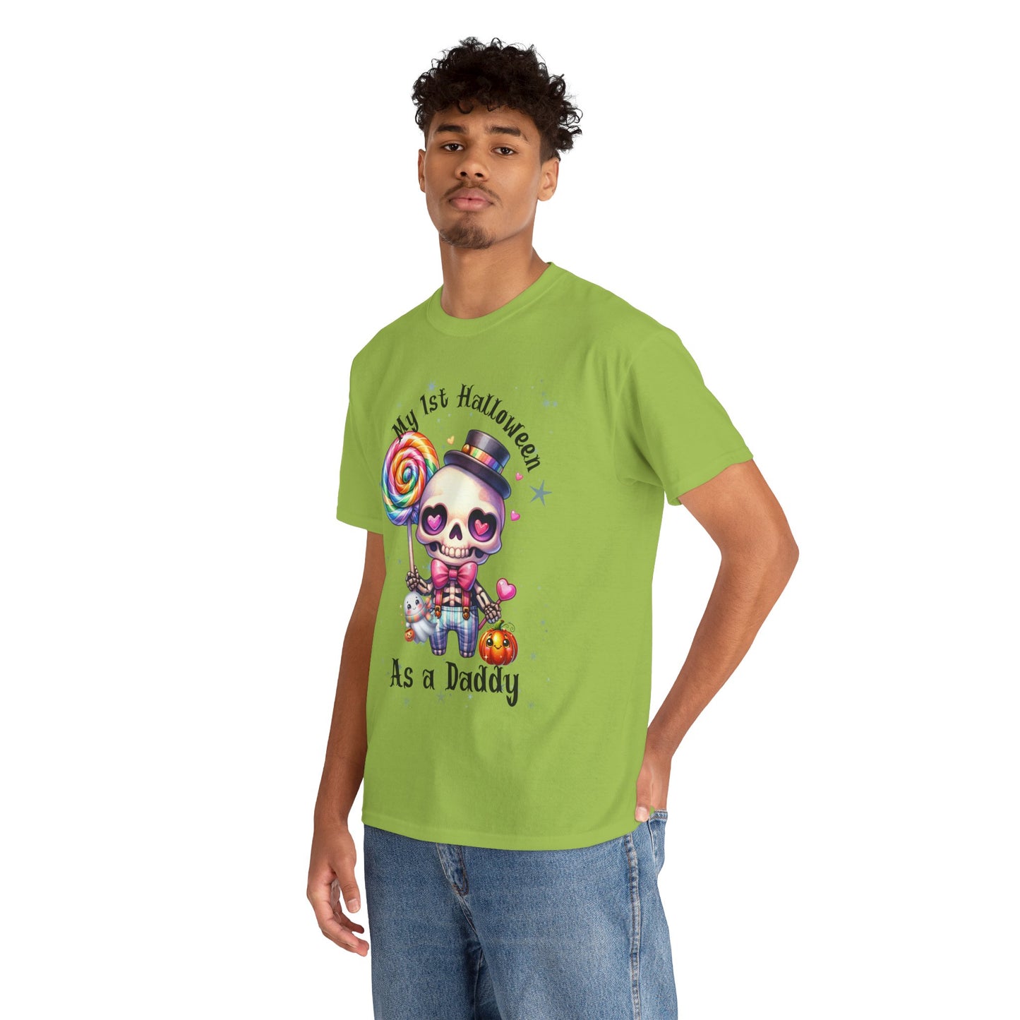First Halloween Daddy Tee, Unisex Heavy Cotton Tee, Halloween Outfit, Baby's First Halloween, Fun Daddy Gift, Skeleton Shirt
