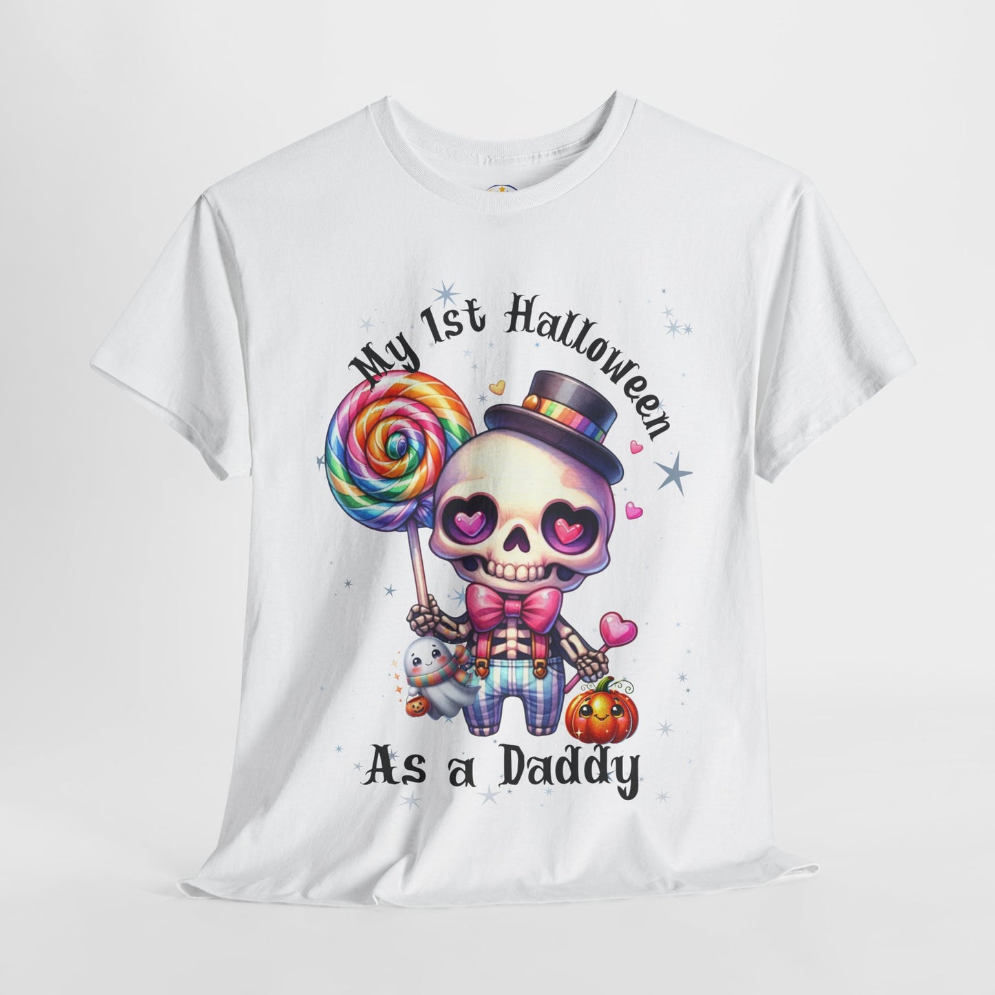 First Halloween Daddy Tee, Unisex Heavy Cotton Tee, Halloween Outfit, Baby's First Halloween, Fun Daddy Gift, Skeleton Shirt