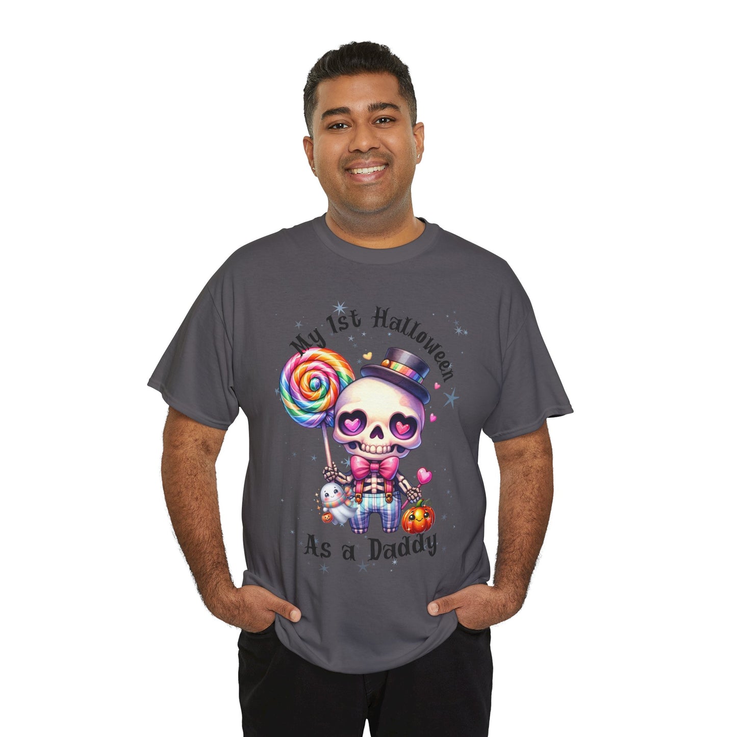First Halloween Daddy Tee, Unisex Heavy Cotton Tee, Halloween Outfit, Baby's First Halloween, Fun Daddy Gift, Skeleton Shirt