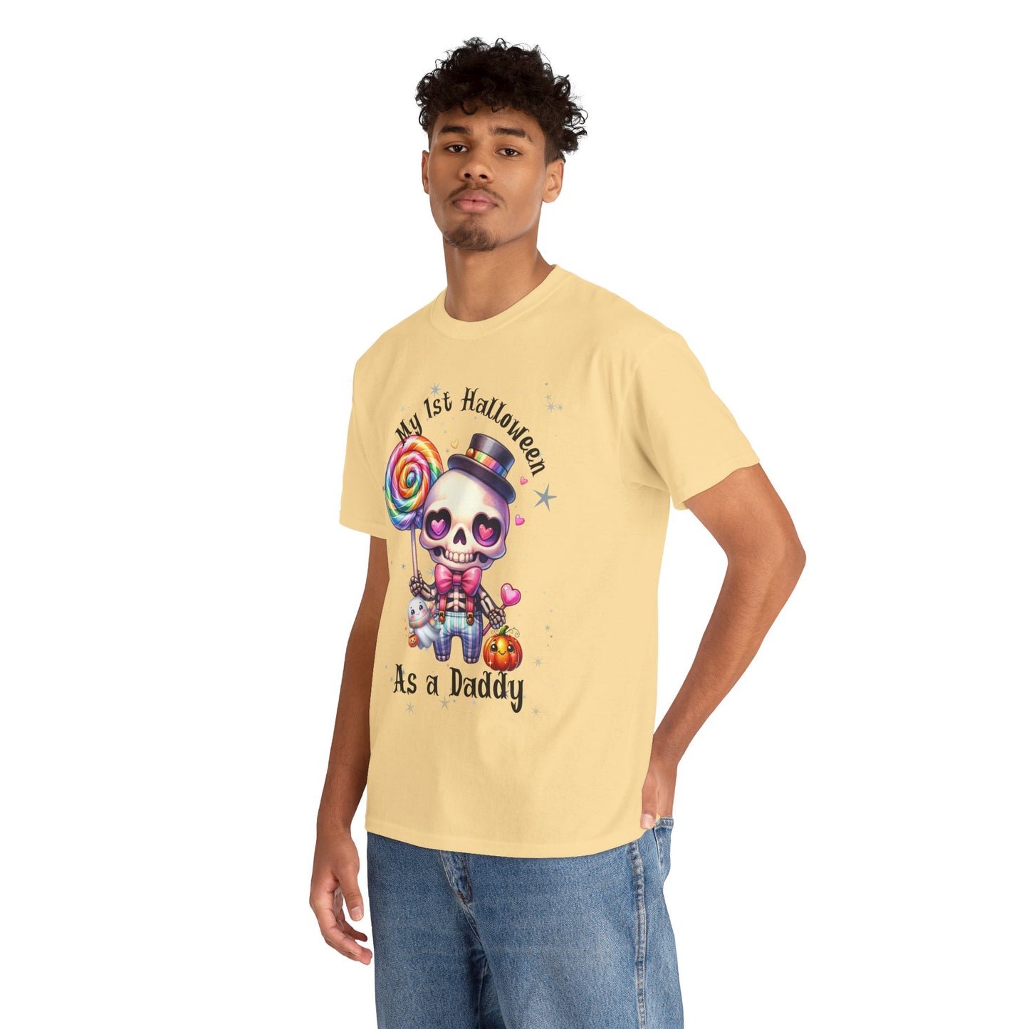 First Halloween Daddy Tee, Unisex Heavy Cotton Tee, Halloween Outfit, Baby's First Halloween, Fun Daddy Gift, Skeleton Shirt