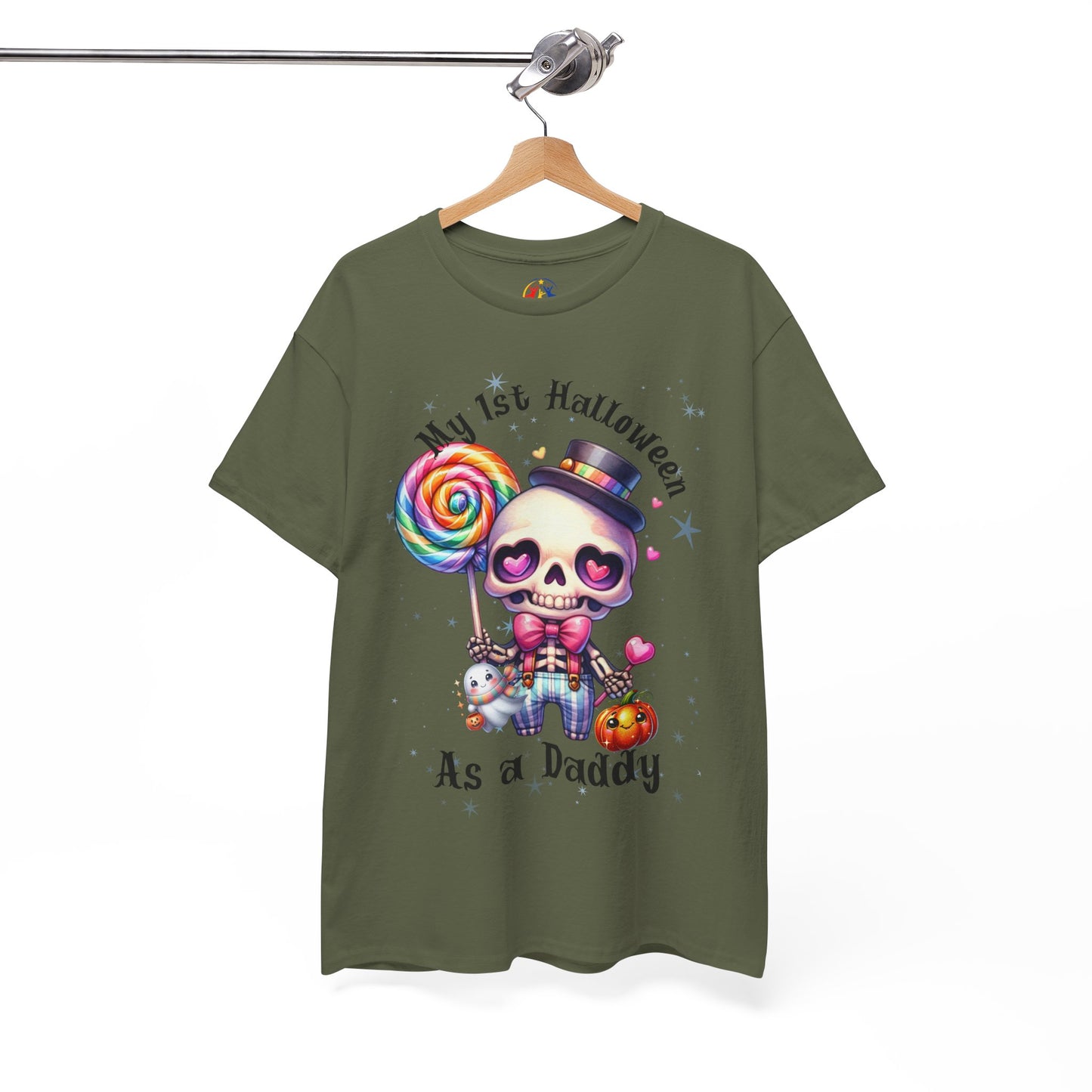 First Halloween Daddy Tee, Unisex Heavy Cotton Tee, Halloween Outfit, Baby's First Halloween, Fun Daddy Gift, Skeleton Shirt