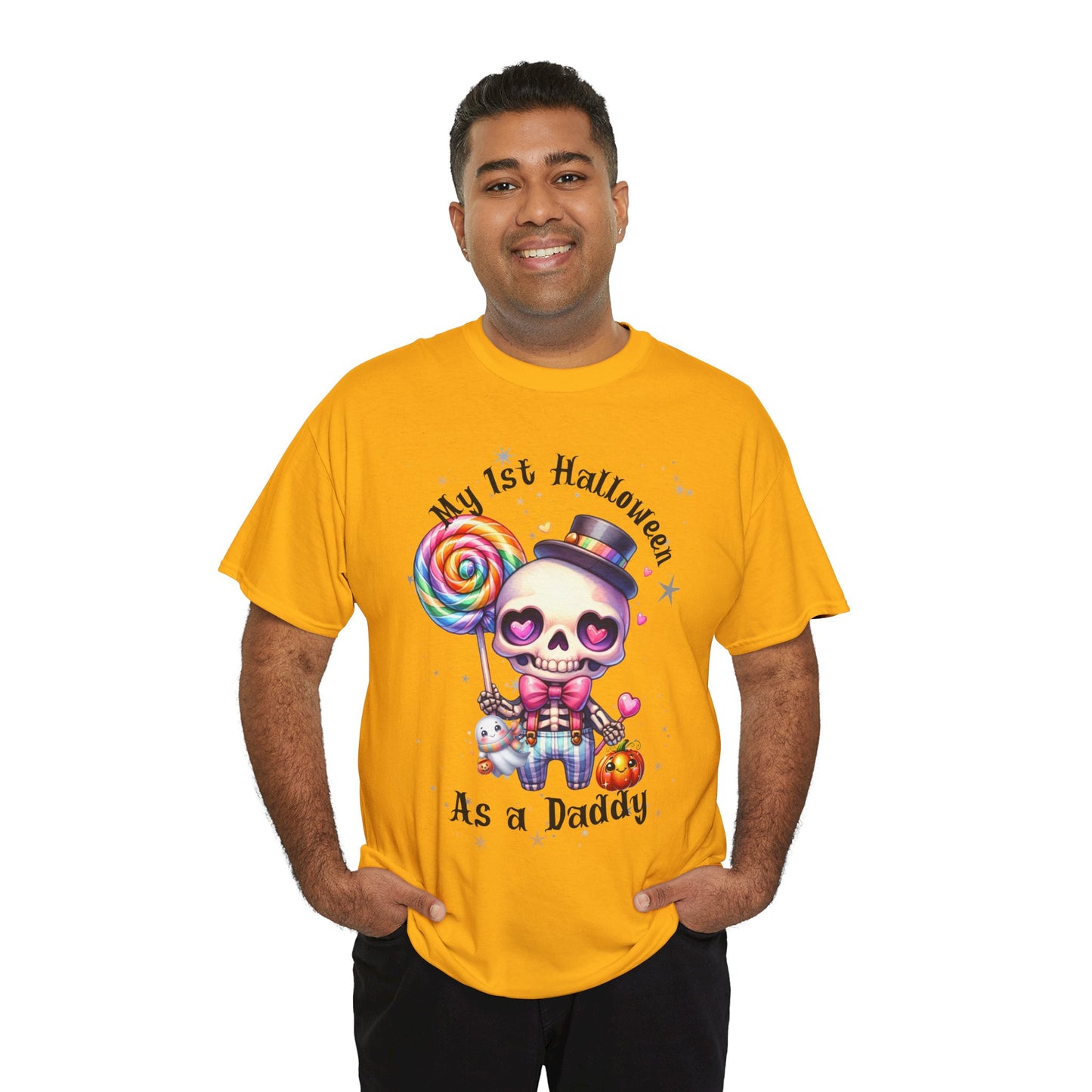 First Halloween Daddy Tee, Unisex Heavy Cotton Tee, Halloween Outfit, Baby's First Halloween, Fun Daddy Gift, Skeleton Shirt