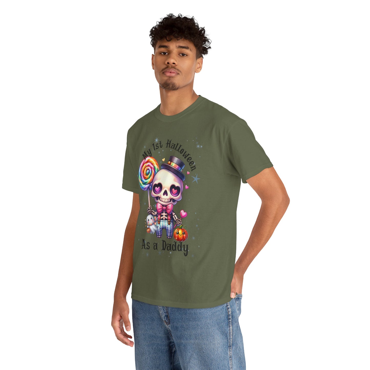 First Halloween Daddy Tee, Unisex Heavy Cotton Tee, Halloween Outfit, Baby's First Halloween, Fun Daddy Gift, Skeleton Shirt