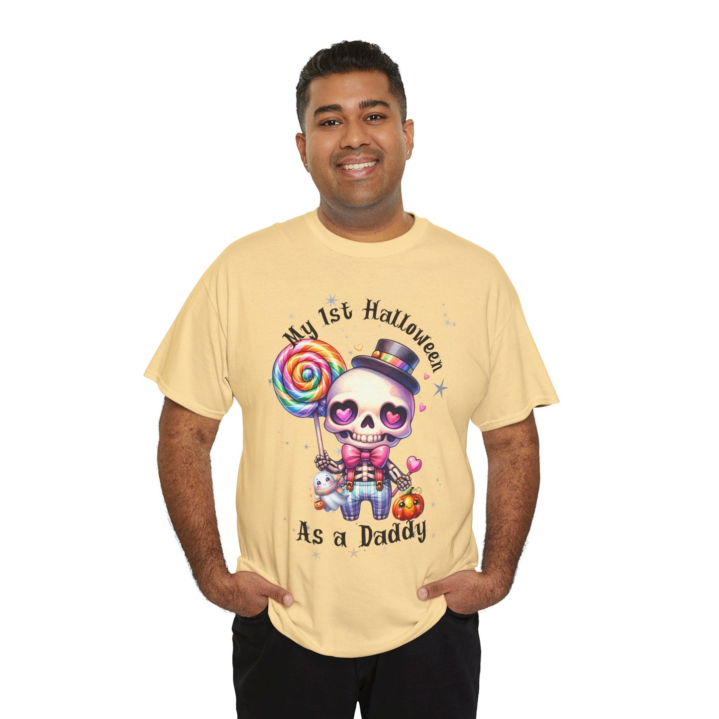 First Halloween Daddy Tee, Unisex Heavy Cotton Tee, Halloween Outfit, Baby's First Halloween, Fun Daddy Gift, Skeleton Shirt