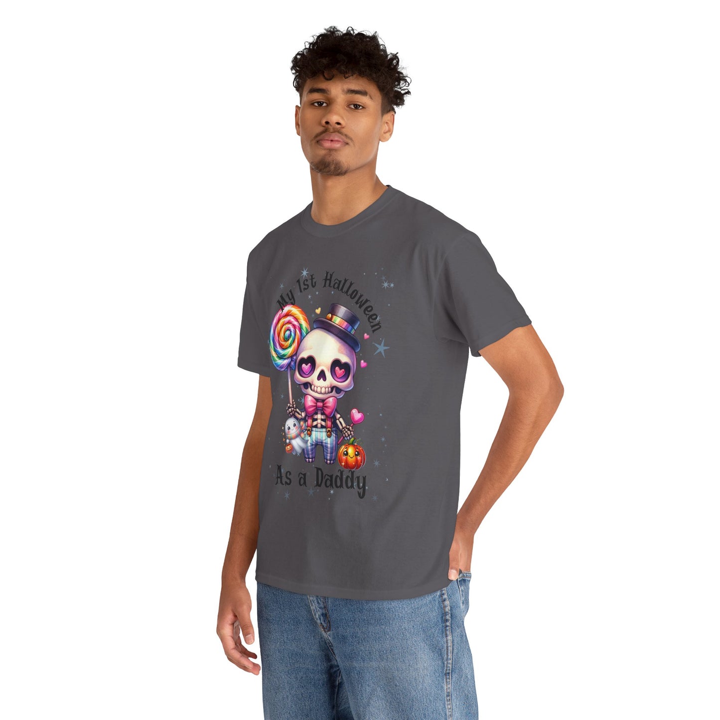 First Halloween Daddy Tee, Unisex Heavy Cotton Tee, Halloween Outfit, Baby's First Halloween, Fun Daddy Gift, Skeleton Shirt