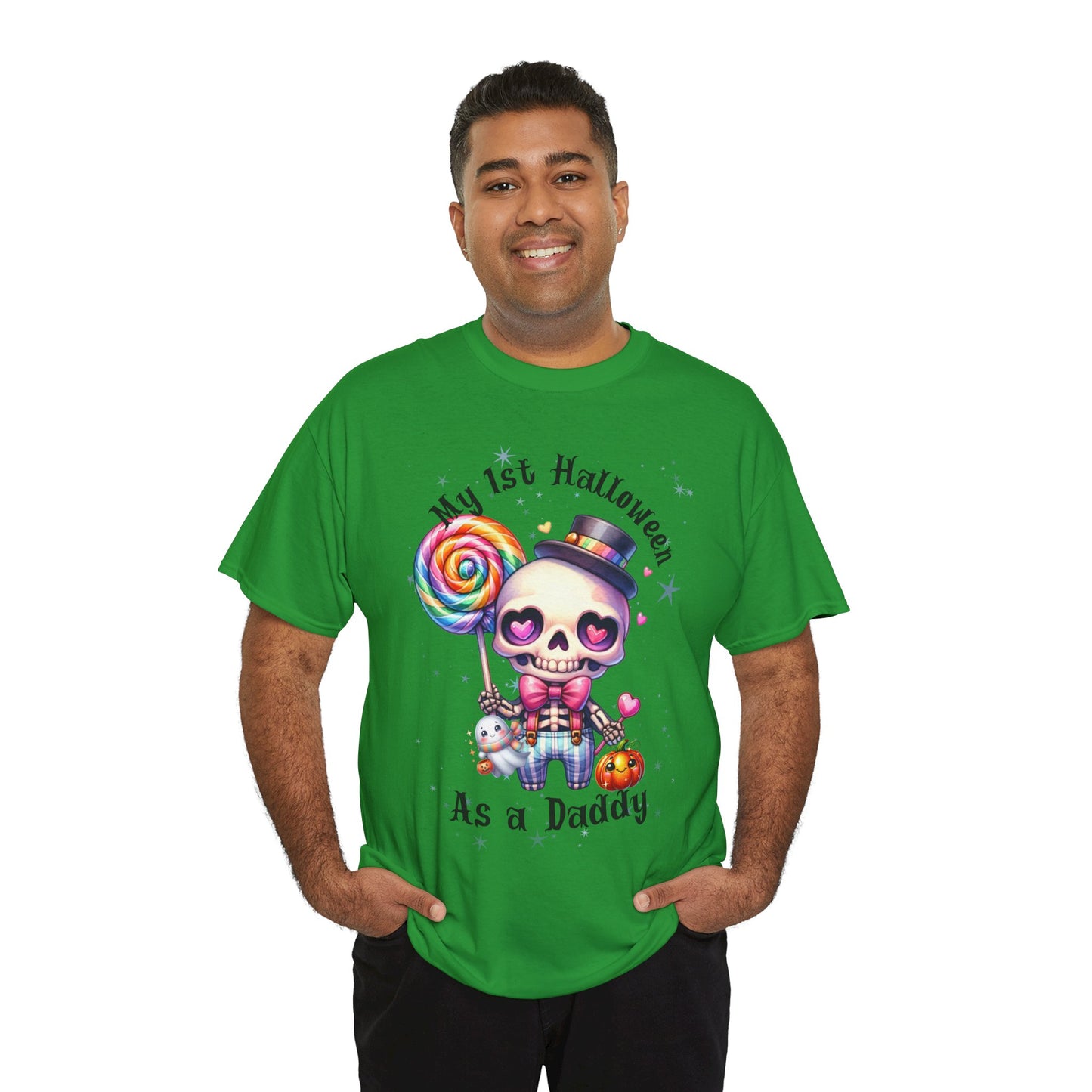 First Halloween Daddy Tee, Unisex Heavy Cotton Tee, Halloween Outfit, Baby's First Halloween, Fun Daddy Gift, Skeleton Shirt