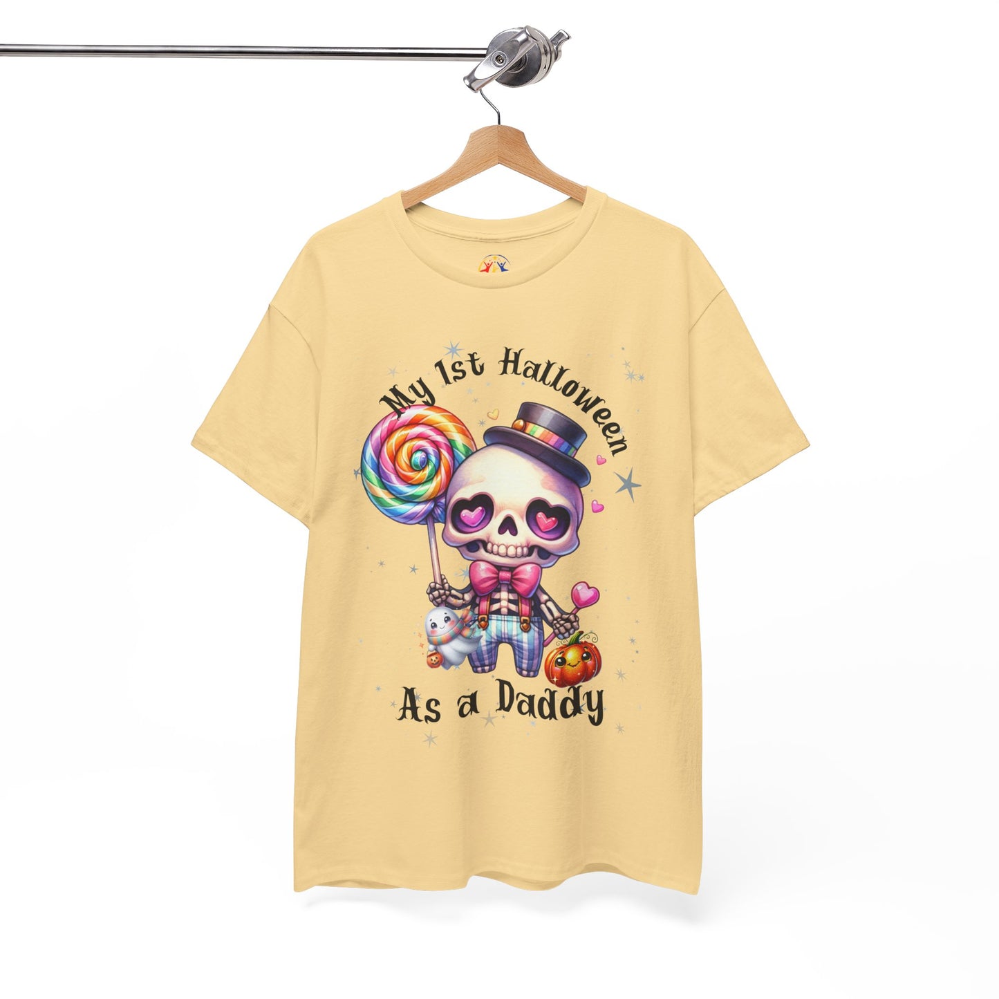 First Halloween Daddy Tee, Unisex Heavy Cotton Tee, Halloween Outfit, Baby's First Halloween, Fun Daddy Gift, Skeleton Shirt