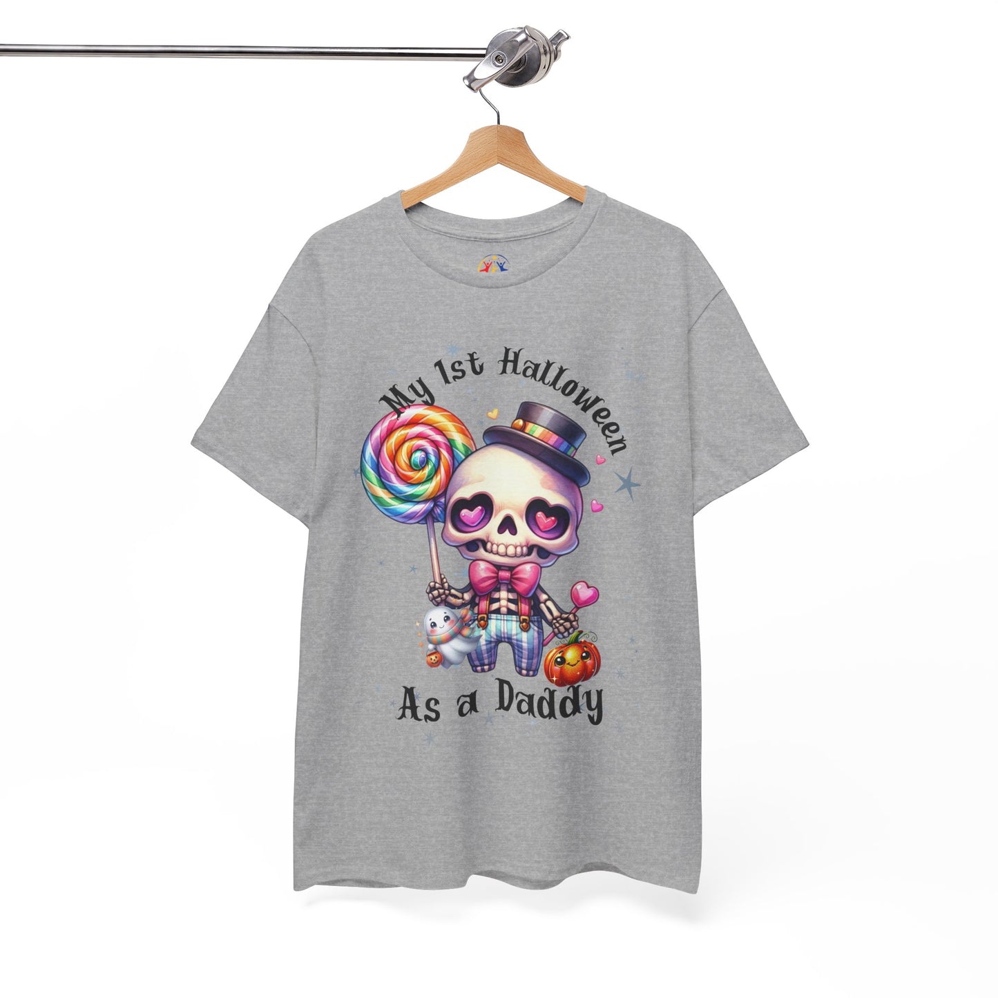 First Halloween Daddy Tee, Unisex Heavy Cotton Tee, Halloween Outfit, Baby's First Halloween, Fun Daddy Gift, Skeleton Shirt