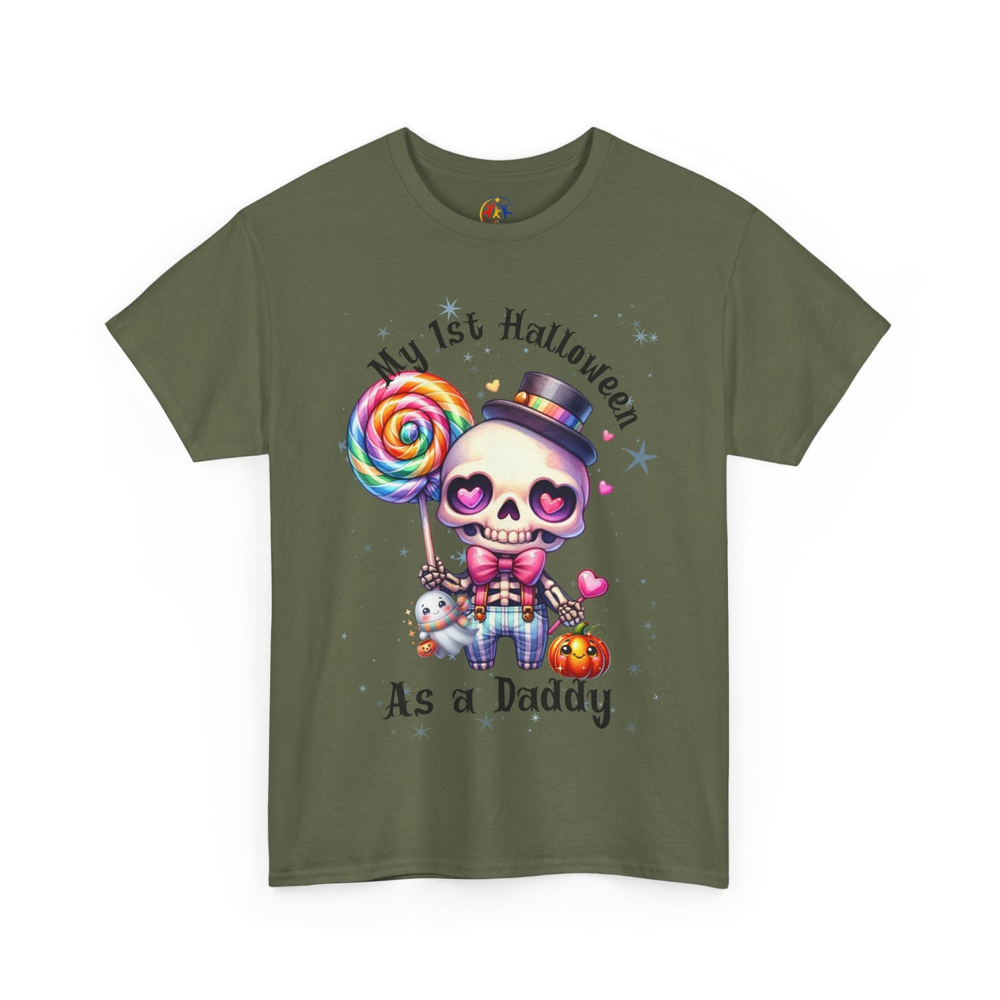First Halloween Daddy Tee, Unisex Heavy Cotton Tee, Halloween Outfit, Baby's First Halloween, Fun Daddy Gift, Skeleton Shirt