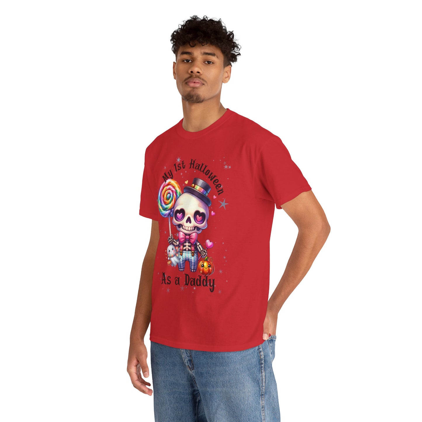 First Halloween Daddy Tee, Unisex Heavy Cotton Tee, Halloween Outfit, Baby's First Halloween, Fun Daddy Gift, Skeleton Shirt