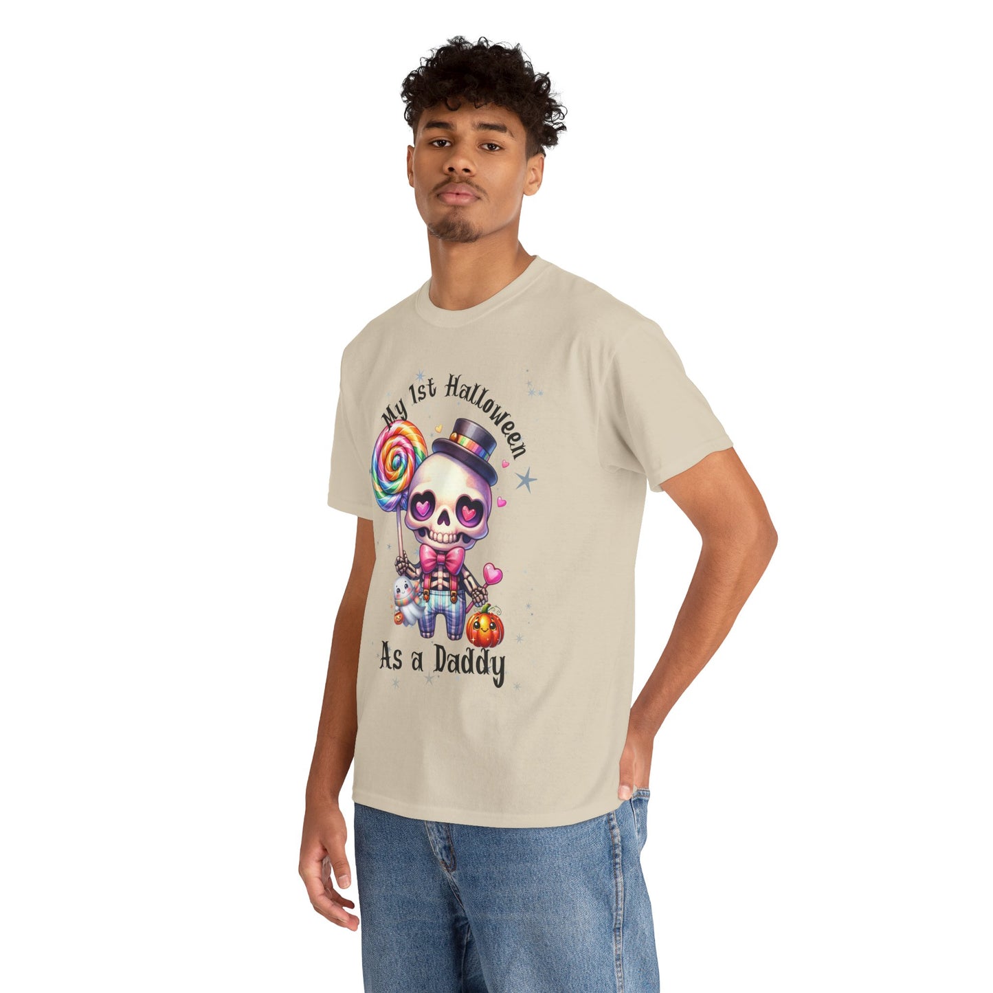 First Halloween Daddy Tee, Unisex Heavy Cotton Tee, Halloween Outfit, Baby's First Halloween, Fun Daddy Gift, Skeleton Shirt