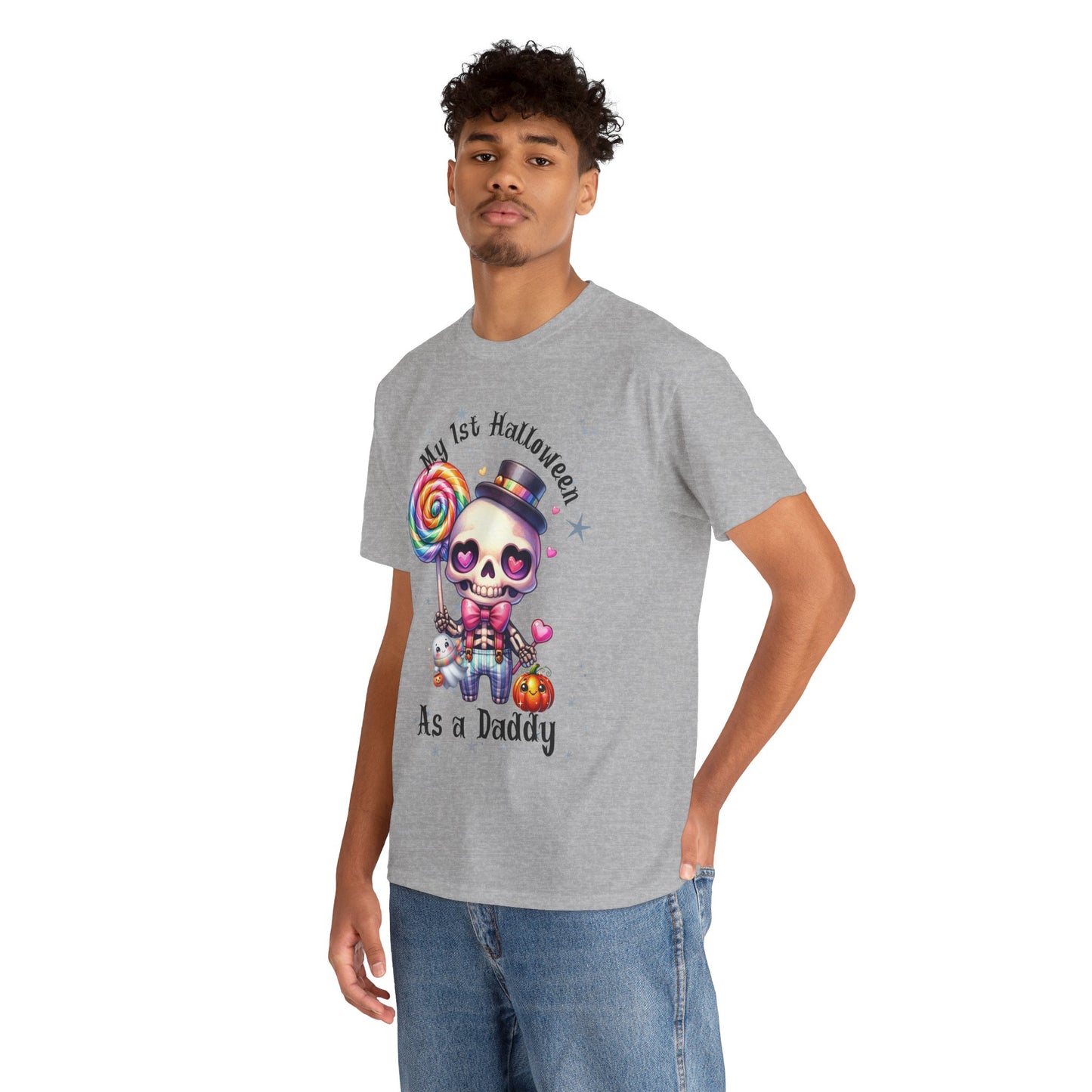 First Halloween Daddy Tee, Unisex Heavy Cotton Tee, Halloween Outfit, Baby's First Halloween, Fun Daddy Gift, Skeleton Shirt