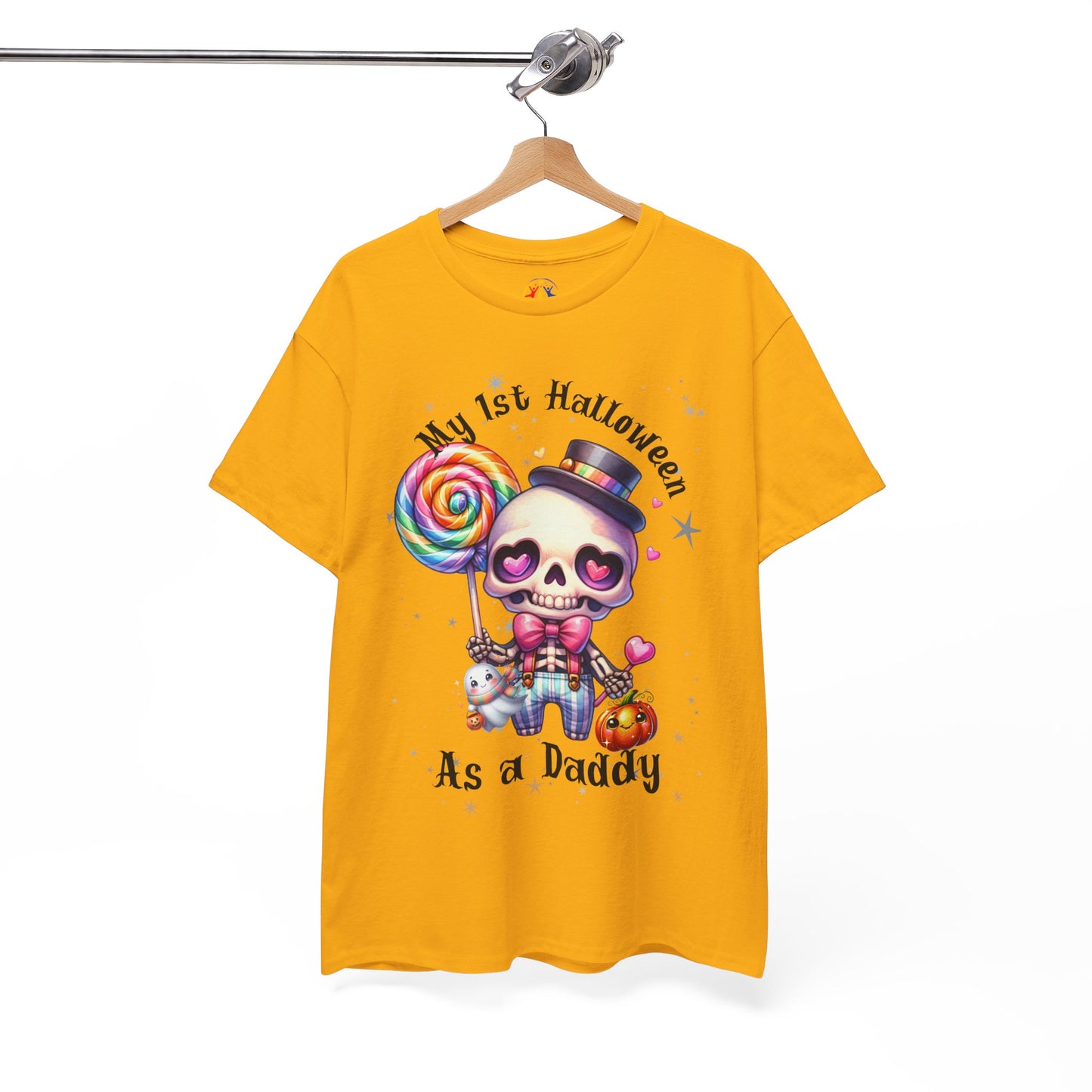 First Halloween Daddy Tee, Unisex Heavy Cotton Tee, Halloween Outfit, Baby's First Halloween, Fun Daddy Gift, Skeleton Shirt