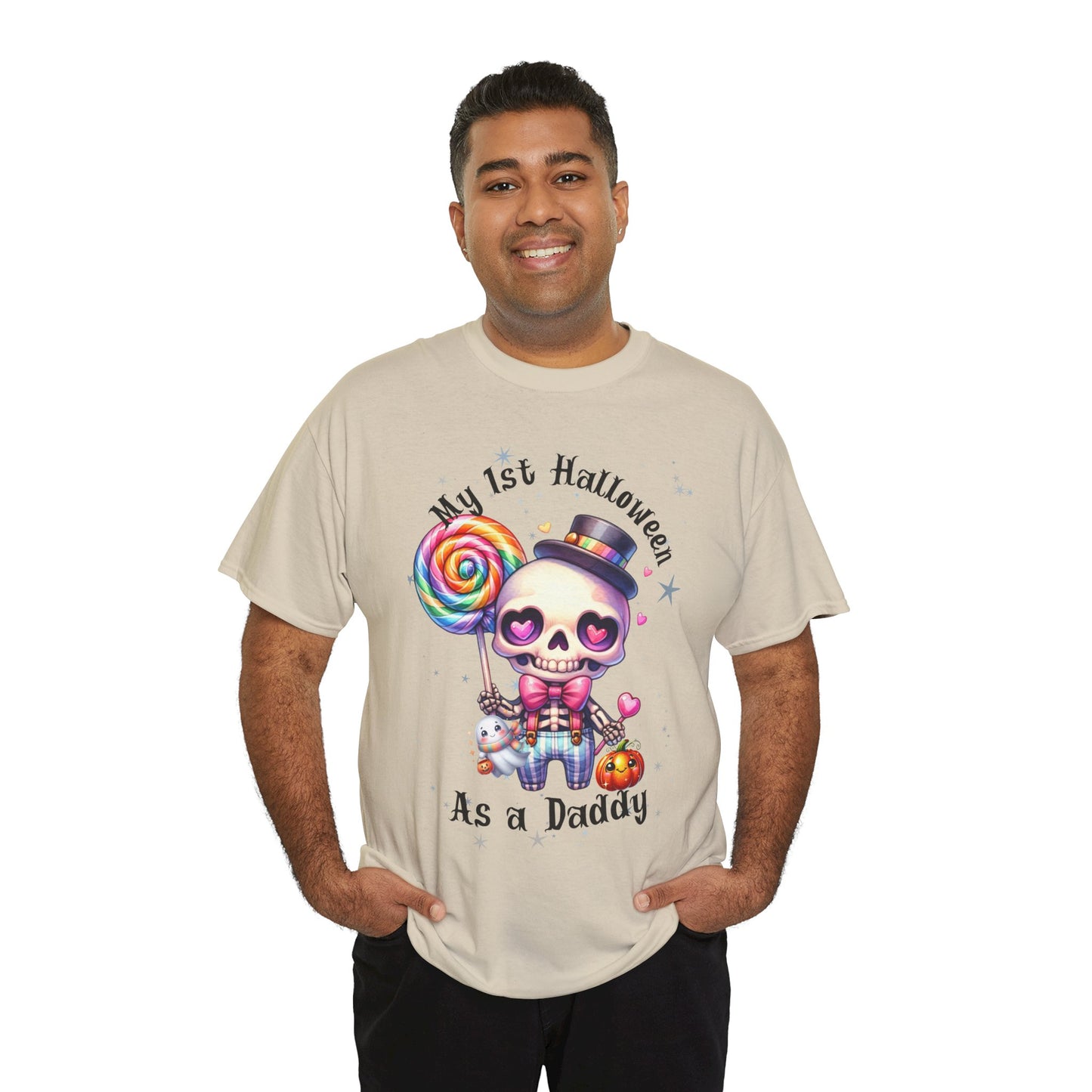 First Halloween Daddy Tee, Unisex Heavy Cotton Tee, Halloween Outfit, Baby's First Halloween, Fun Daddy Gift, Skeleton Shirt