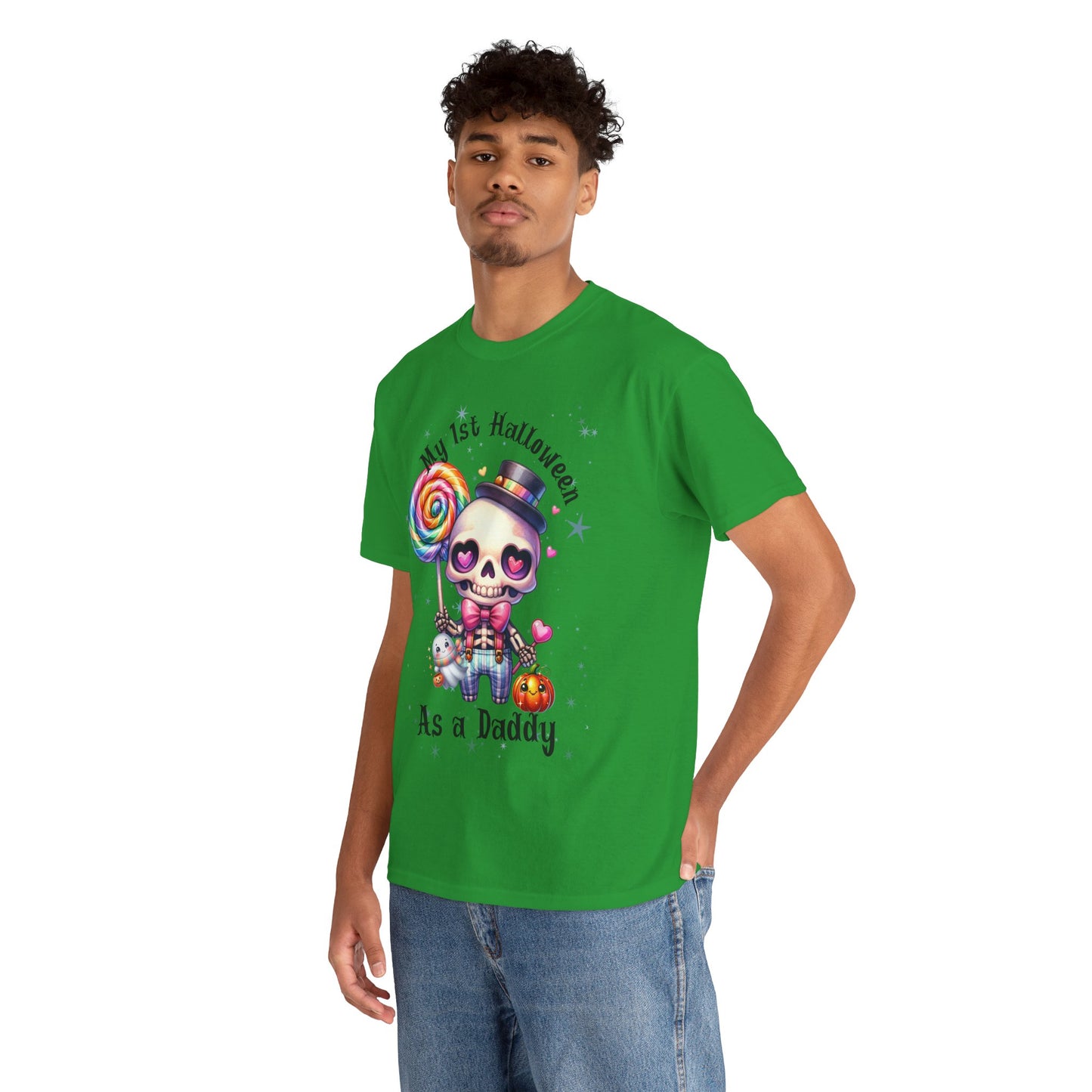 First Halloween Daddy Tee, Unisex Heavy Cotton Tee, Halloween Outfit, Baby's First Halloween, Fun Daddy Gift, Skeleton Shirt