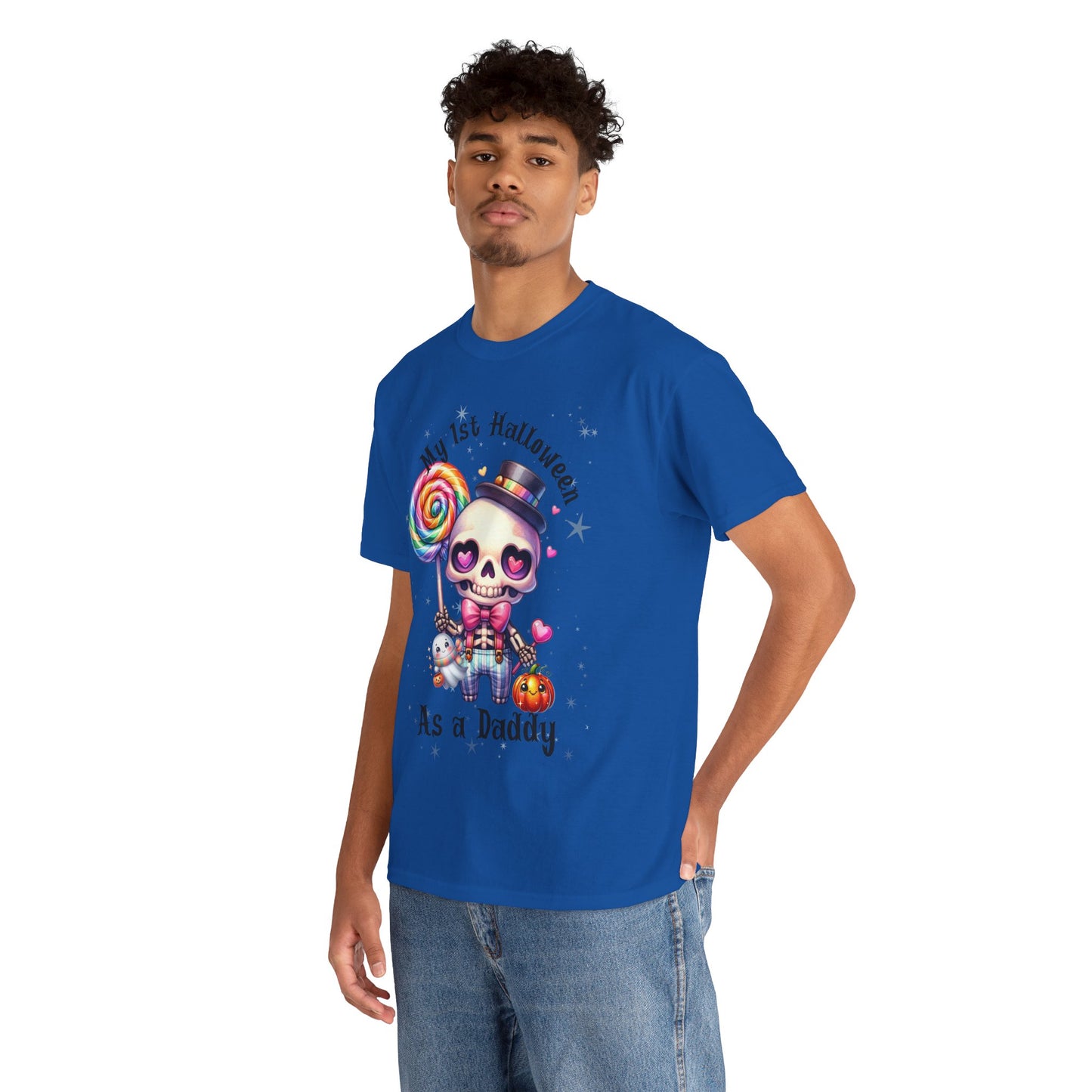 First Halloween Daddy Tee, Unisex Heavy Cotton Tee, Halloween Outfit, Baby's First Halloween, Fun Daddy Gift, Skeleton Shirt