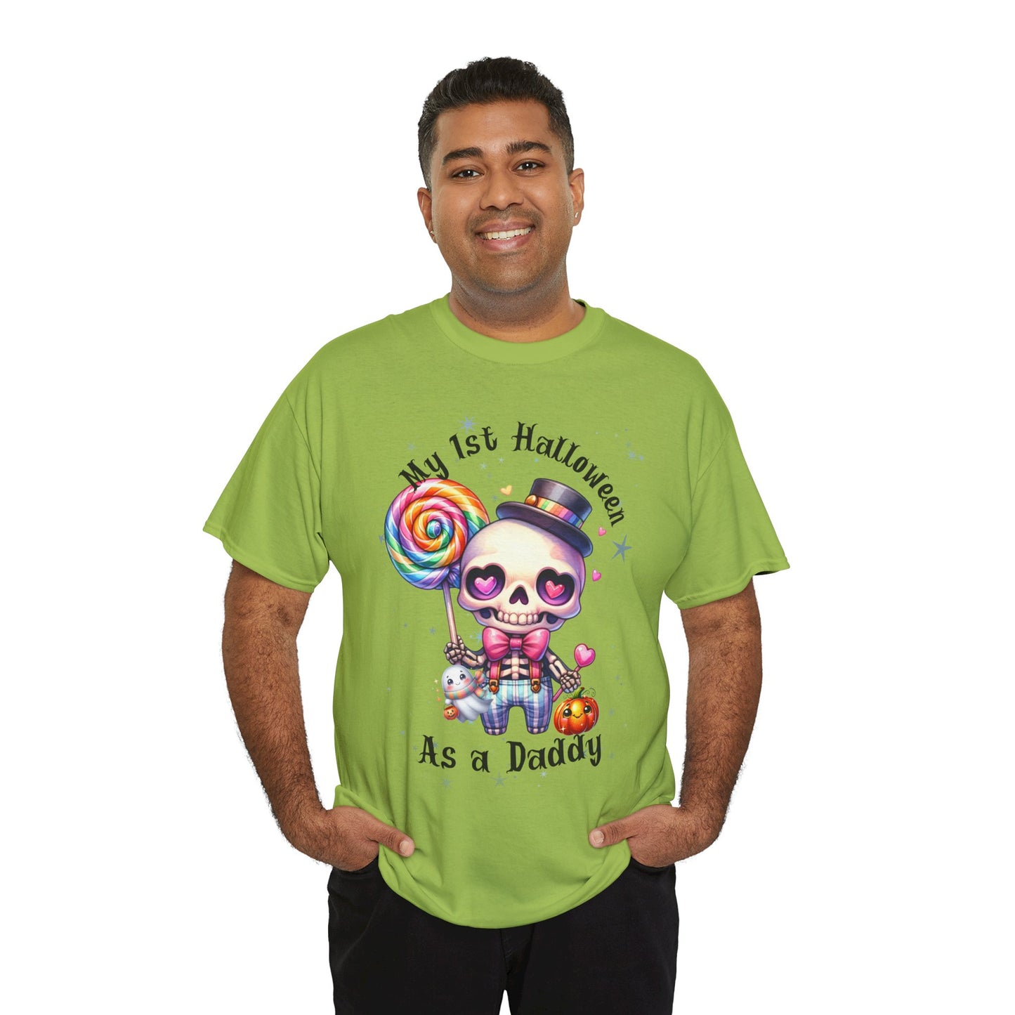First Halloween Daddy Tee, Unisex Heavy Cotton Tee, Halloween Outfit, Baby's First Halloween, Fun Daddy Gift, Skeleton Shirt