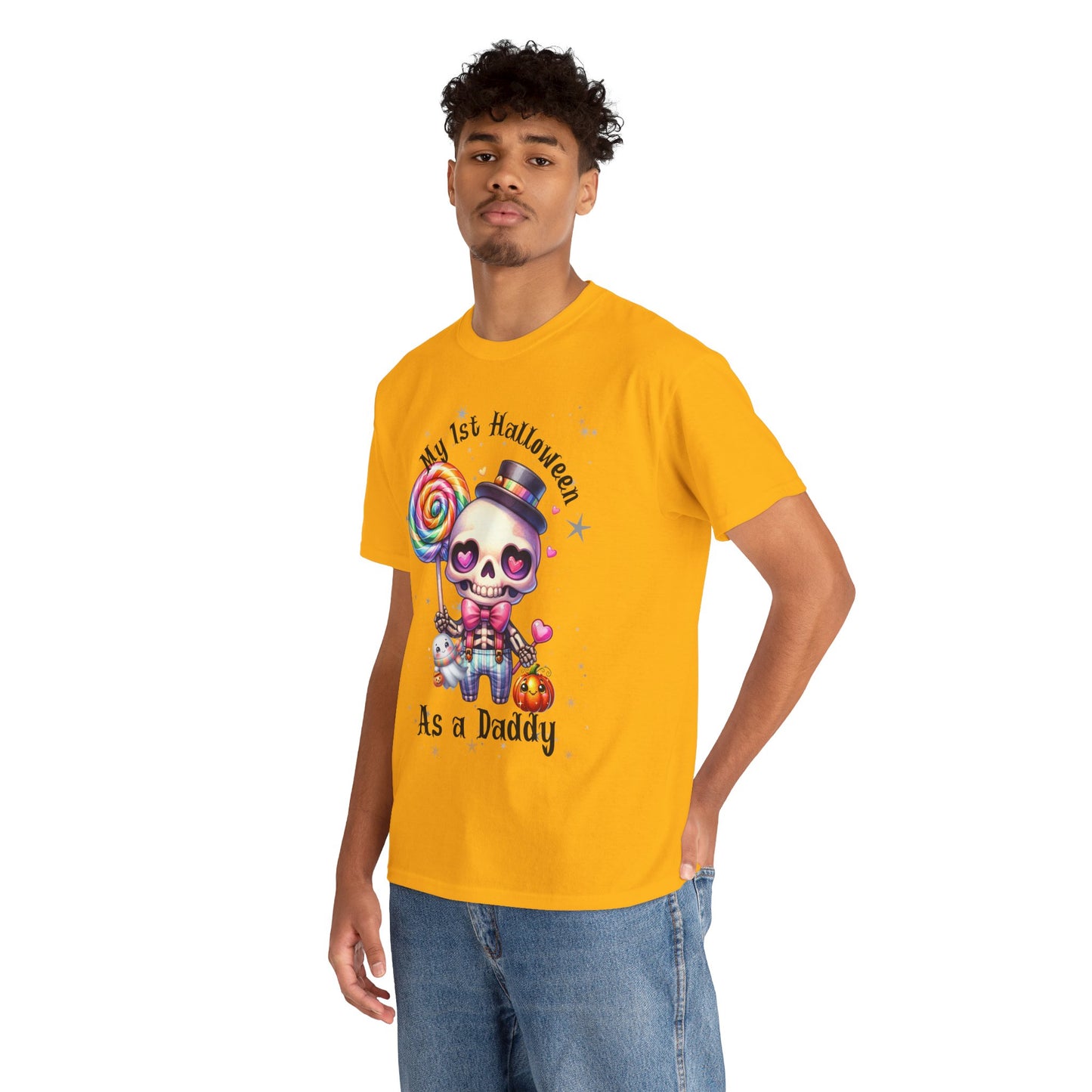 First Halloween Daddy Tee, Unisex Heavy Cotton Tee, Halloween Outfit, Baby's First Halloween, Fun Daddy Gift, Skeleton Shirt